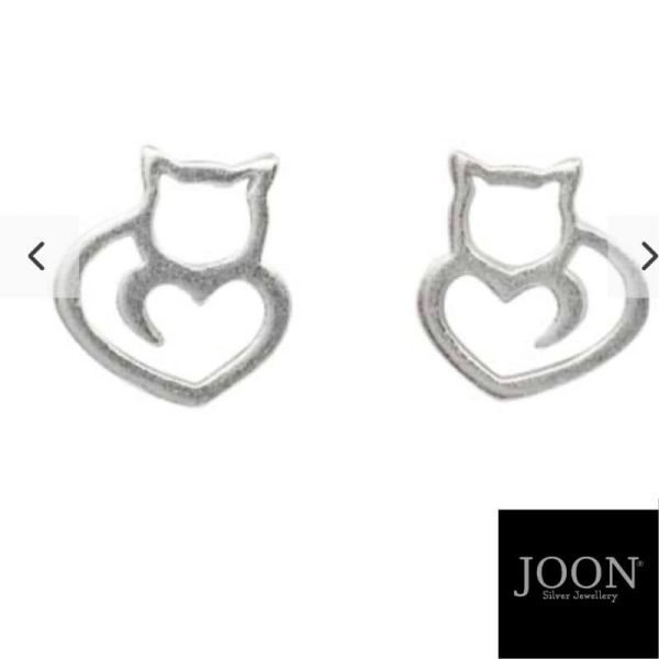 Sterling Silver Cat Stud Earrings