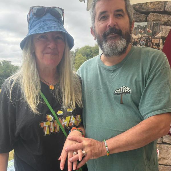 A couple who who chose traditional spoon rings for engagement rings from Joon Silver